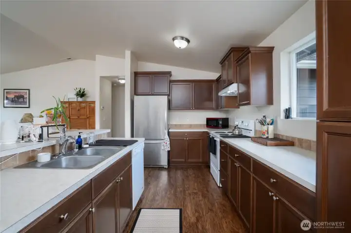 A great space with ample cupboard and counter space.