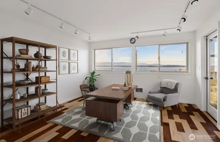 Virtually staged. First floor office with access to the exterior.