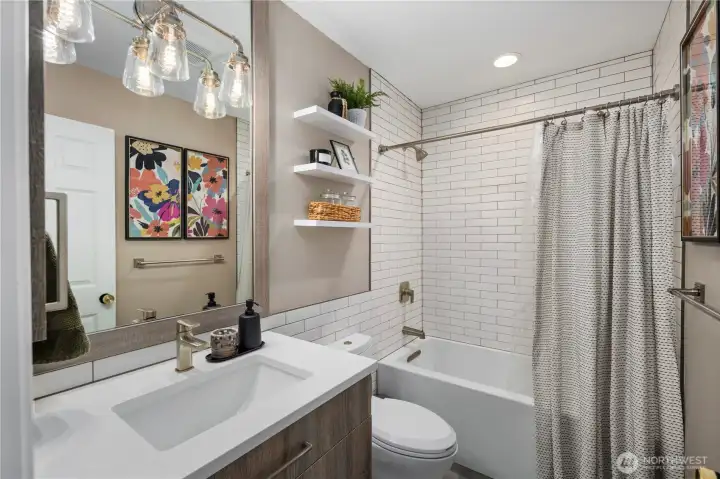 Fully remodeled full bath on top floor.