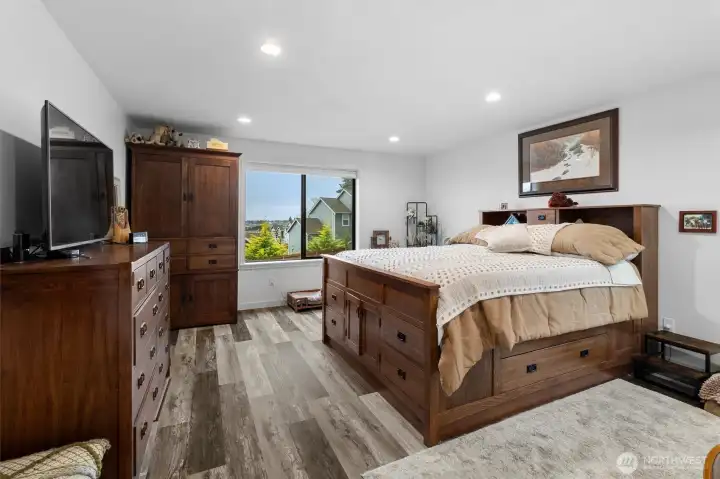 Primary bedroom suite separate from other 3 bedrooms