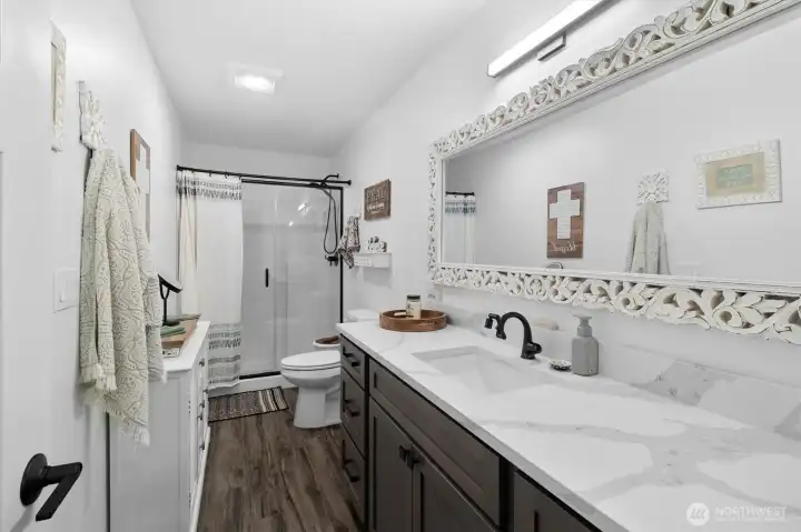 3/4 Bath off of oversized bedroom.