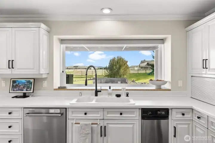 There is no shortage of cabinet storage in this kitchen.