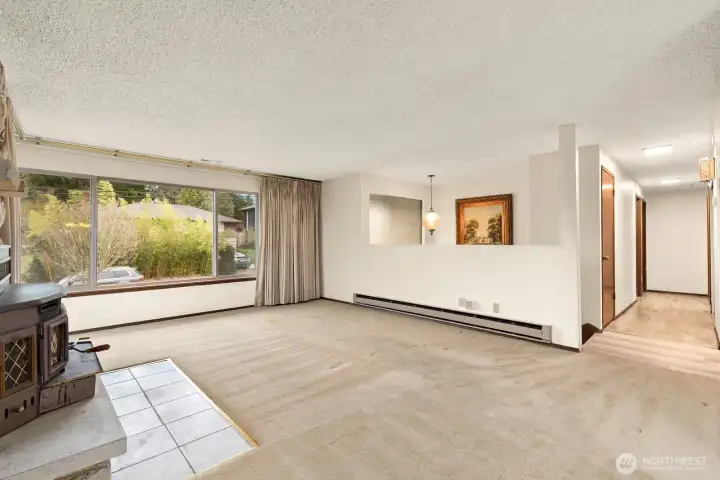 View window and open floor plan.