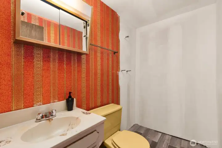 Downstairs half bath is already plumbed and ready to use!