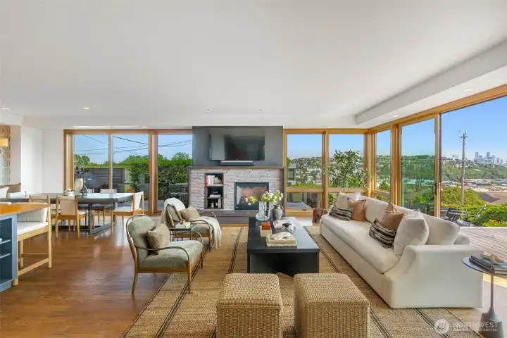 Gas fireplace and open-concept living