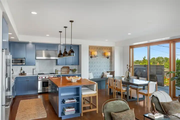 Custom cabinetry by Seattle Custom Cabinets and Carrara marble countertops