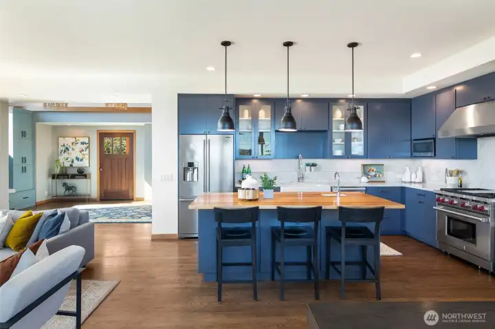 Custom cabinetry by Seattle Custom Cabinets and Carrara marble countertops