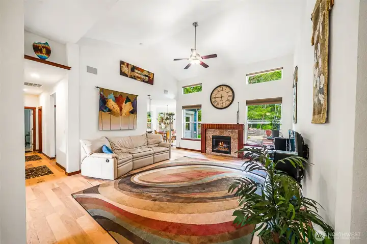 Cozy propane fireplace in the living room too.