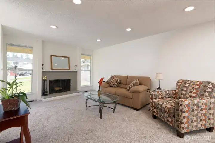 Living Room with wood fireplace