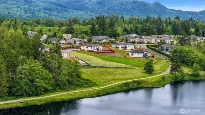 An aerial view of the property from above the middle of Otter pond. An aerial view of the property from above the middle of Otter pond.