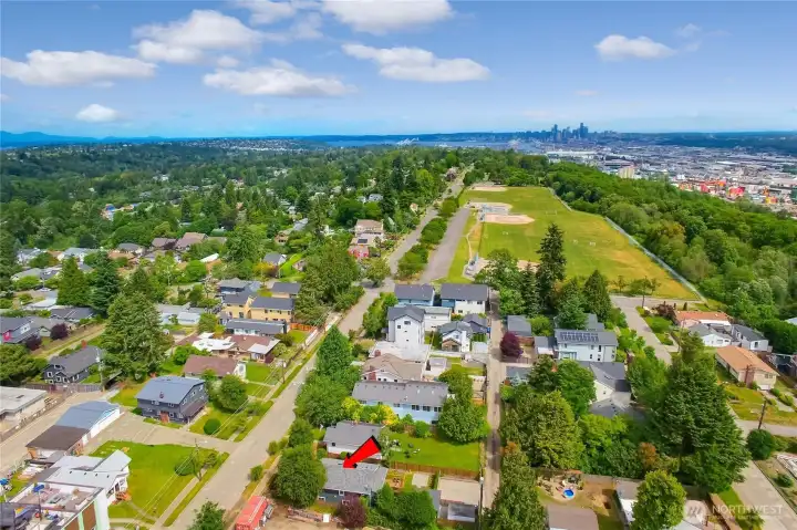 Gorgeous overhead view with nearby Riverview Playfield one block away.