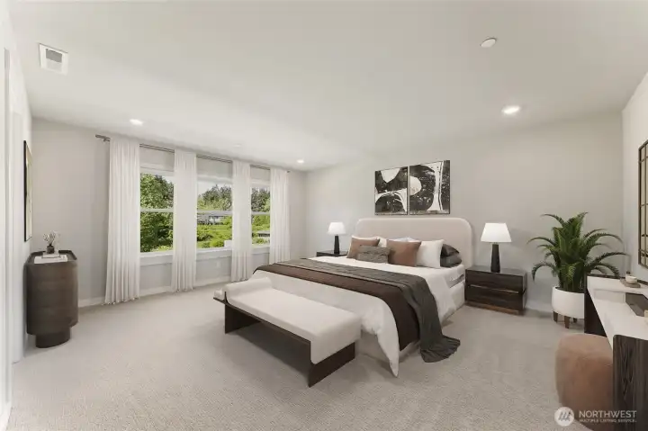 Spacious primary bedroom - virtually staged. Spacious primary bedroom - virtually staged.