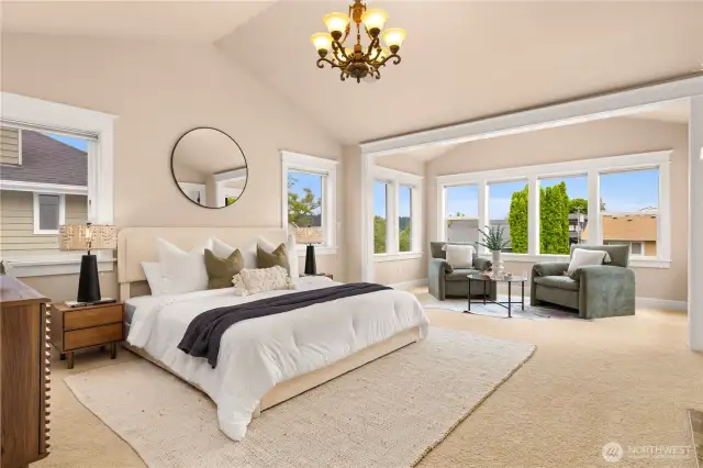 Expansive primary bedroom retreat.