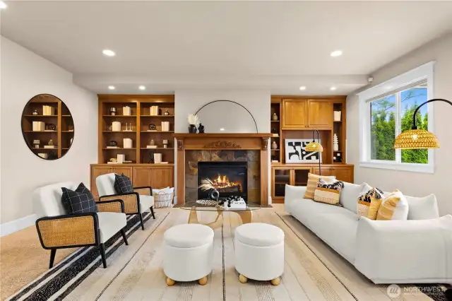 Spacious living room just off the kitchen.