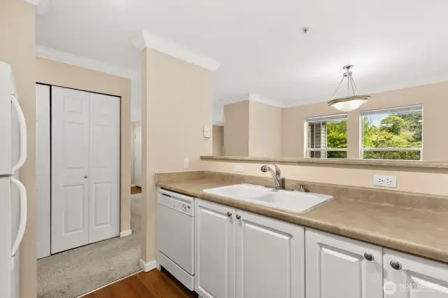 Kitchen opens to main living and dining space, making entertaining easy.