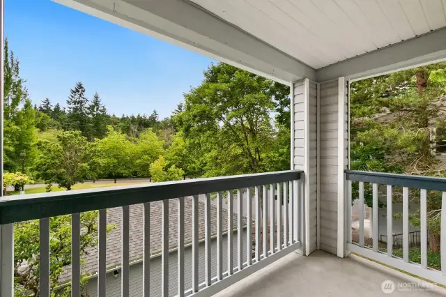 Enjoy quiet mornings or peaceful evenings with a serene greenbelt view.