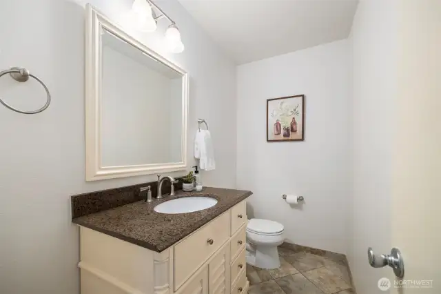 A bathroom just off the main floor bedroom.
