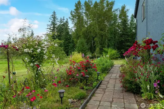 English gardens surround the home.