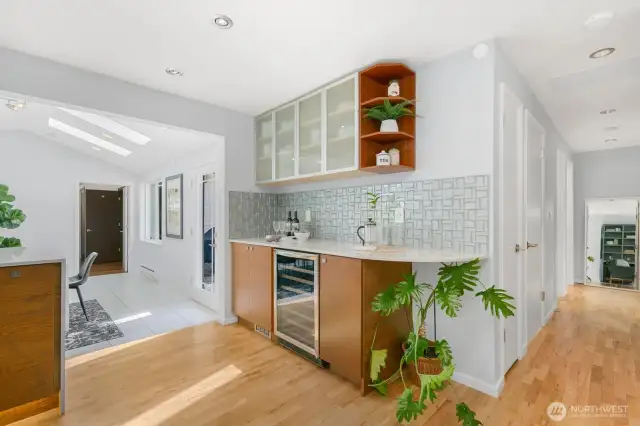Bar Area and Built-In Wine Refrigerator.