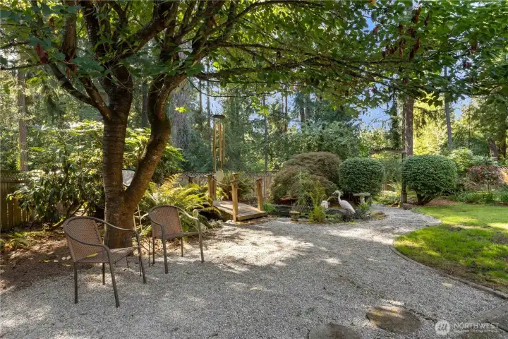Sitting area next to Koi Pond.