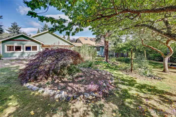So many mature trees and plants on this property