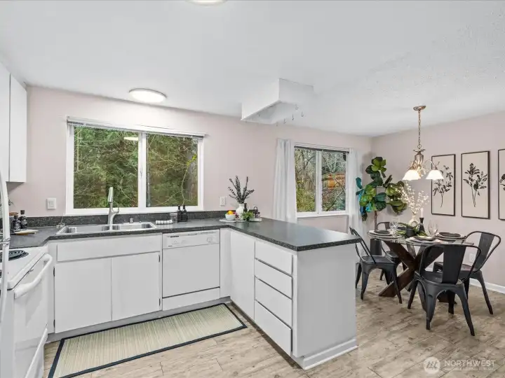 The kitchen is both functional and comfortable.