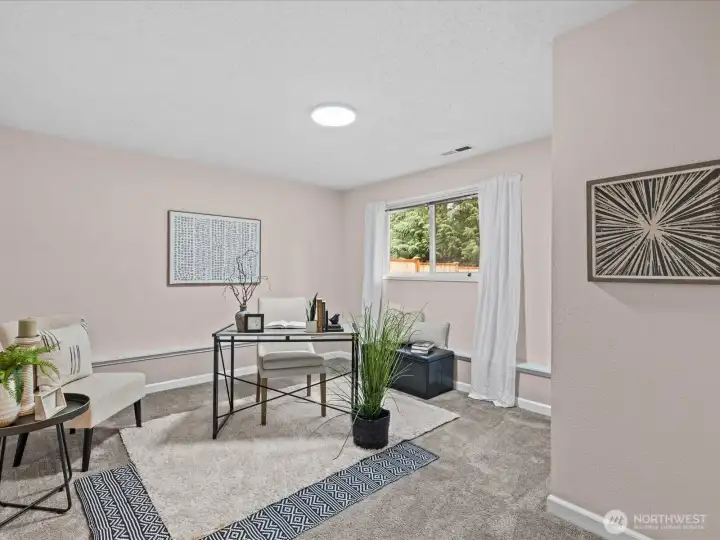 The fourth bedroom located on the lower level could be a great place for guests or home office.