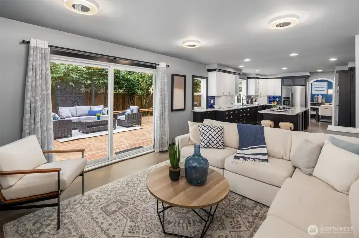 Sliding glass doors for indoor/outdoor living.