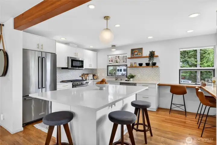 The island allows for gathering and casual meals