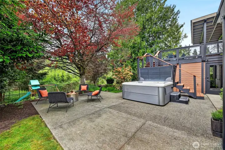 Another angle of the backyard and patio space