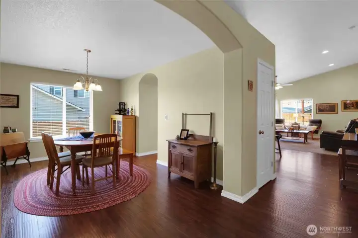 The formal dining room is right off the kitchen.