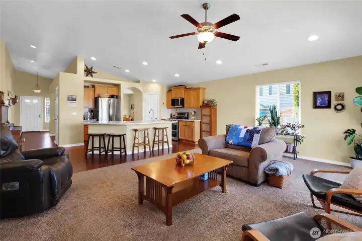 Another view of the living room and eat-in kitchen. Alderbrook homes are very well built!