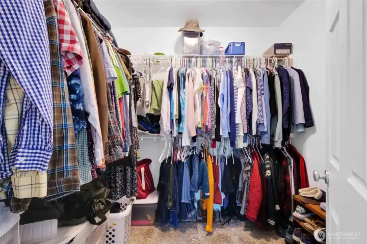 Primary bedroom walk-in closet. Lots of space!