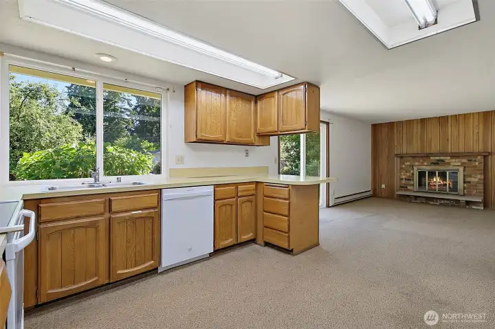 Plenty of wood cabinets for all your kitchen needs.