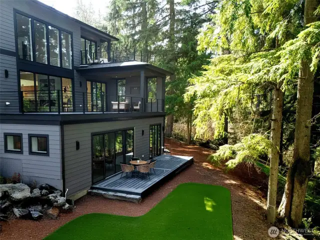 Enhanced grass on the patio on on the lower lever