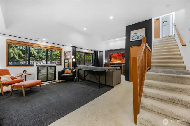 Rec room with soaring ceilings!