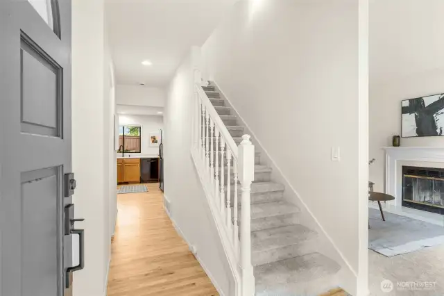 Coat closet to the left behind door