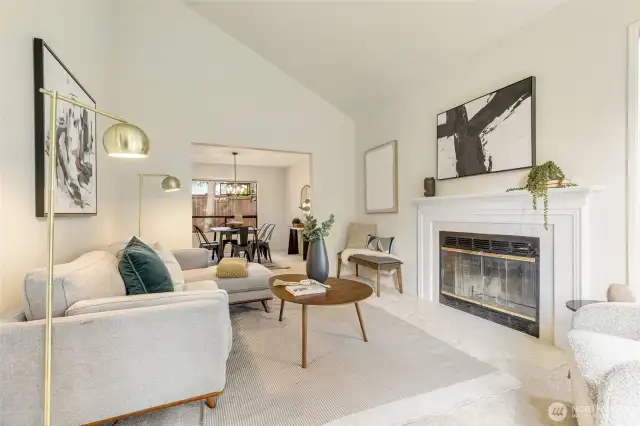 Large living room with vaulted ceilings