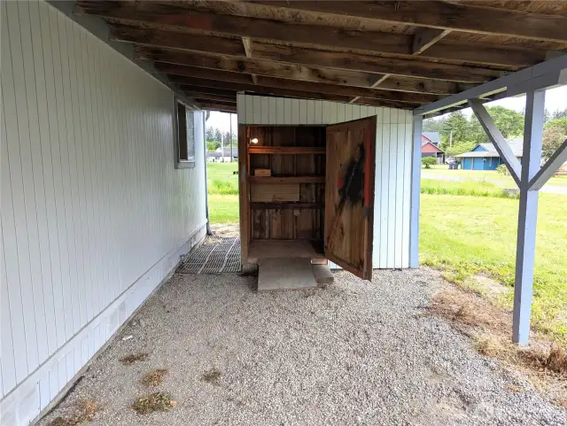 Carports with storage sheds.