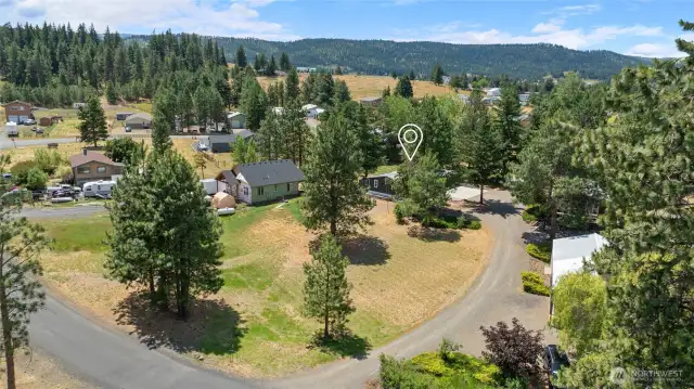 Nestled in the trees with nice grassy area