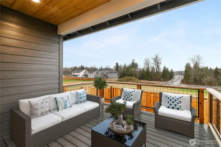 Staged private deck - digitally staged for sample purposes only.