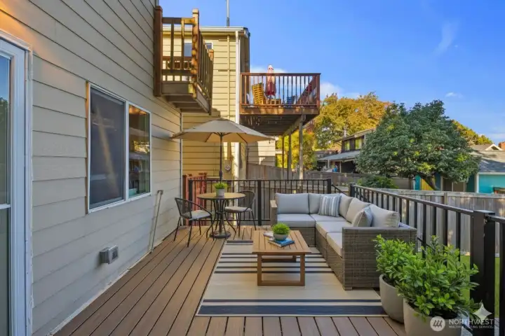 Virtually staged back deck.