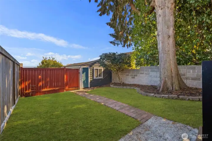 Just steps across the yard is your remodeled private garage.