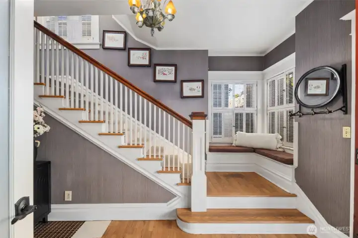 Fully restored staircase to the main floor living quarters.