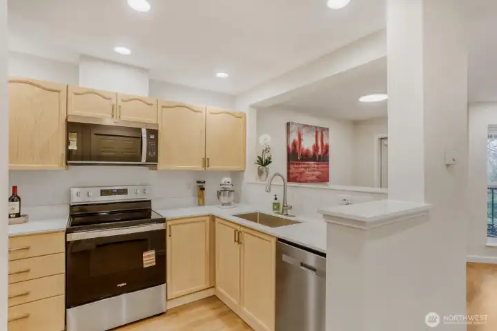 Kitchen with all brand-new stainless-steel appliances