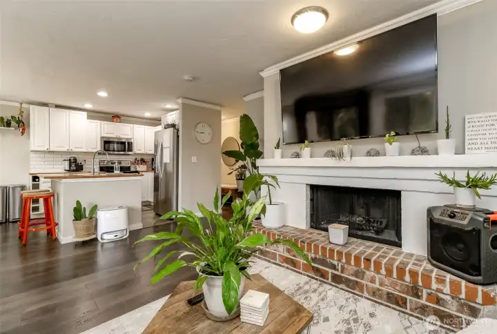 wood burning fireplace