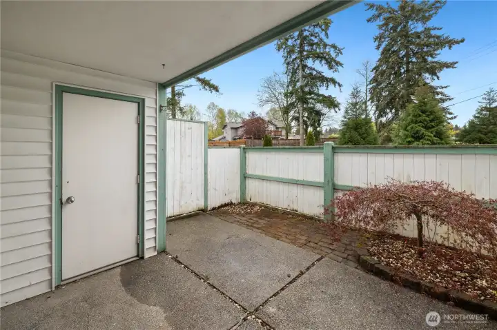 Patio with storage closet