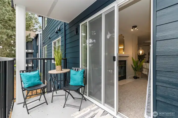 Private deck with storage closet