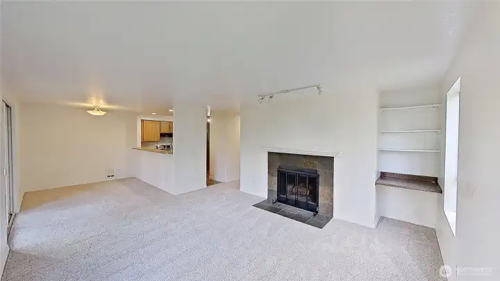 Dining and living areas without staging