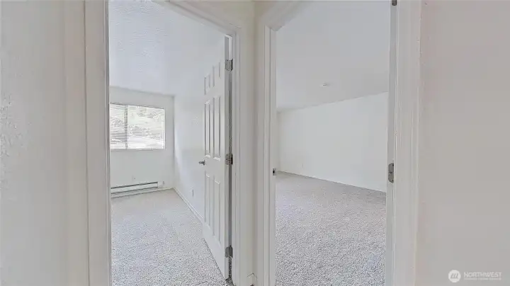 Layout of the two bedrooms, no staging